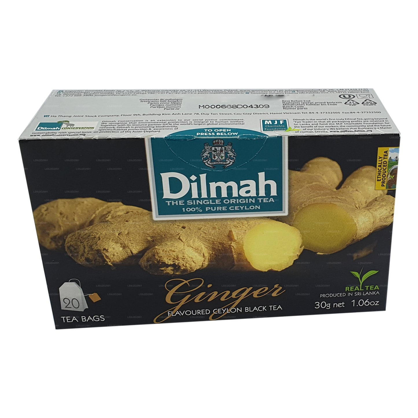 Черный чай Dilmah со вкусом имбиря (30 г) 20 пакетиков