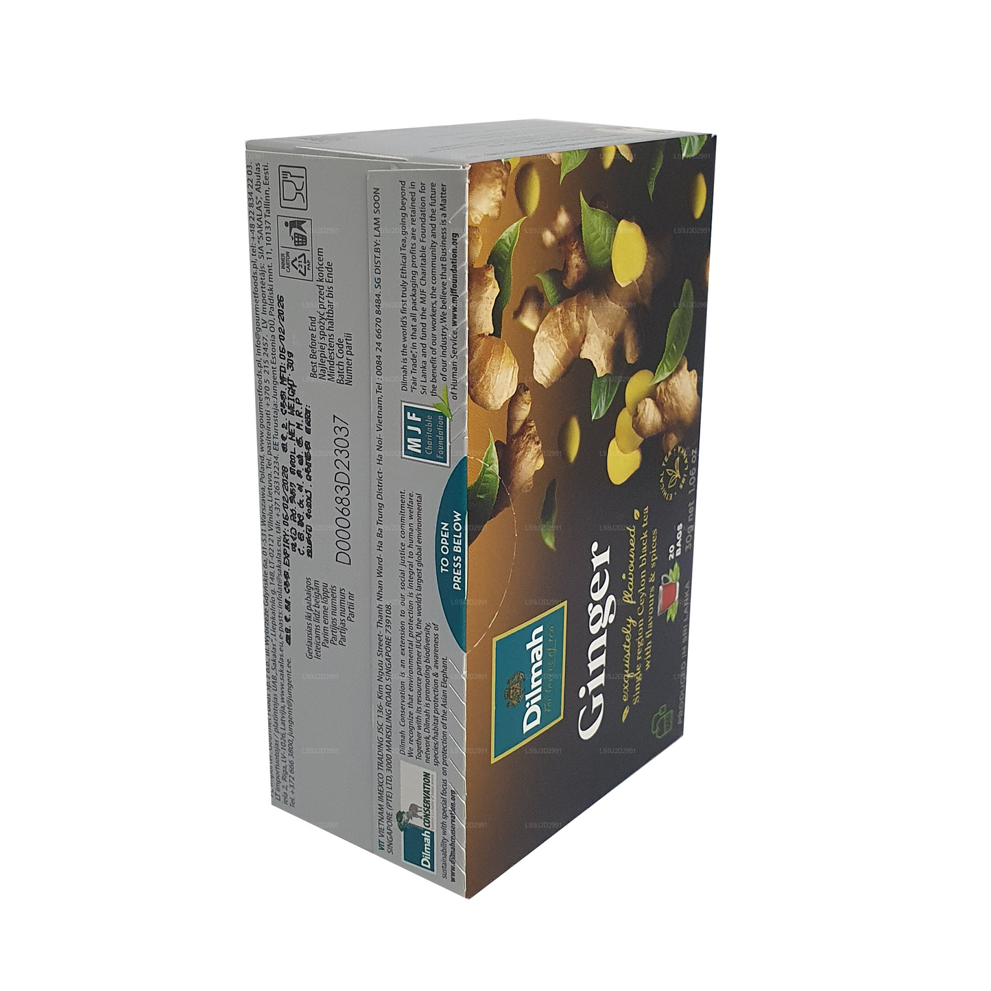Черный чай Dilmah со вкусом имбиря (30 г) 20 пакетиков
