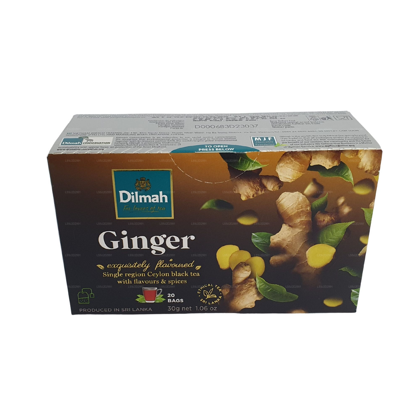 Черный чай Dilmah со вкусом имбиря (30 г) 20 пакетиков