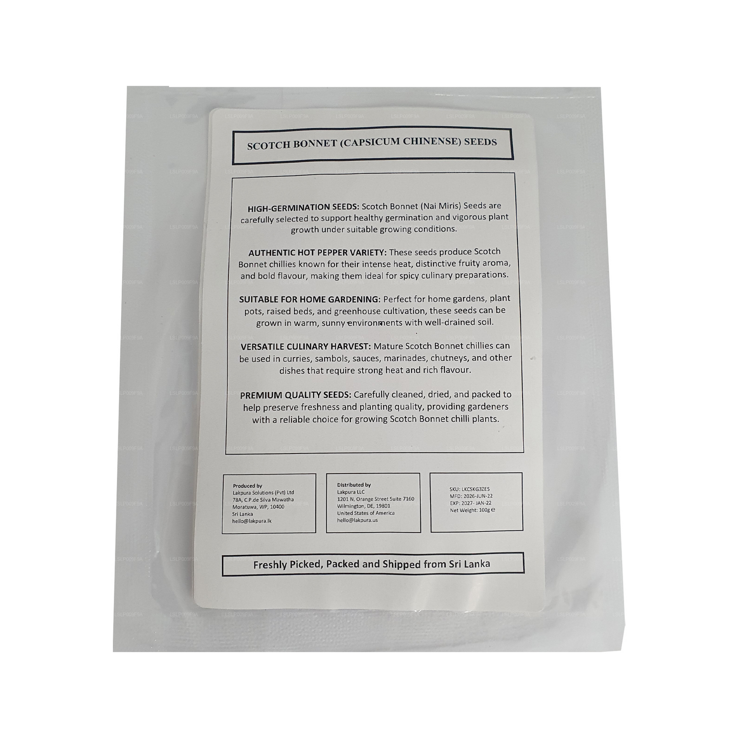 Lakpura® Scotch Bonnet (Nai Miris) Seeds