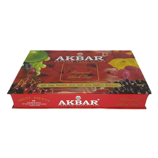 Подарочная коробка черного чая со вкусом Akbar Fruit Fiesta, 80 пакетиков чая (160 г)