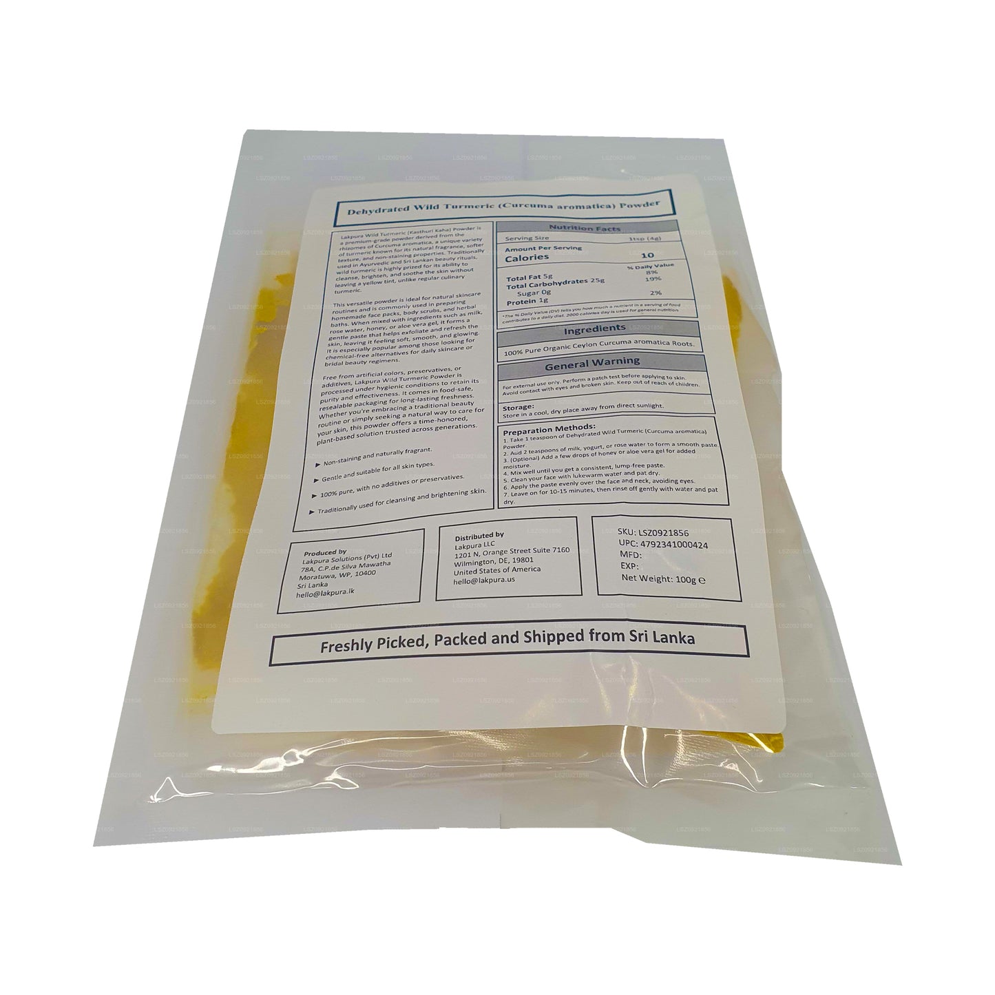 Lakpura Dehydrated Wild Turmeric (Kasthuri kaha) Powder