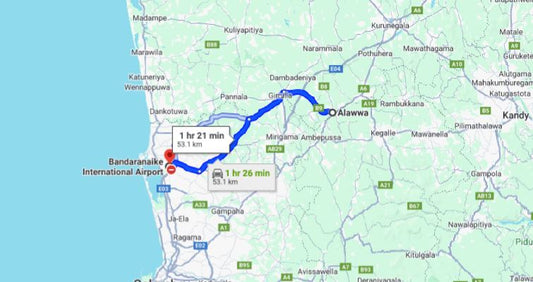 Alawwa City to Colombo Airport (CMB) Private Transfer