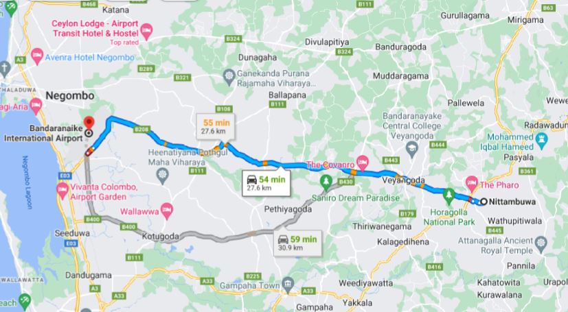 Nittambuwa City to Colombo Airport (CMB) Private Transfer