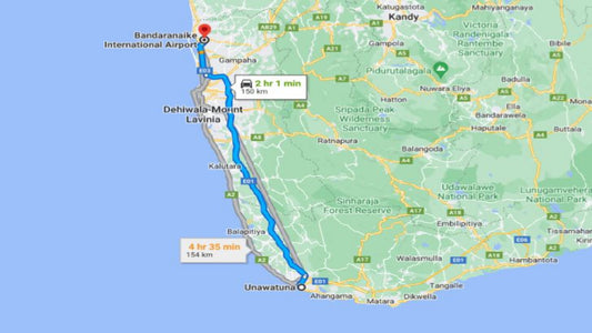 Частный трансфер из города Унаватуна в аэропорт Коломбо (CMB)