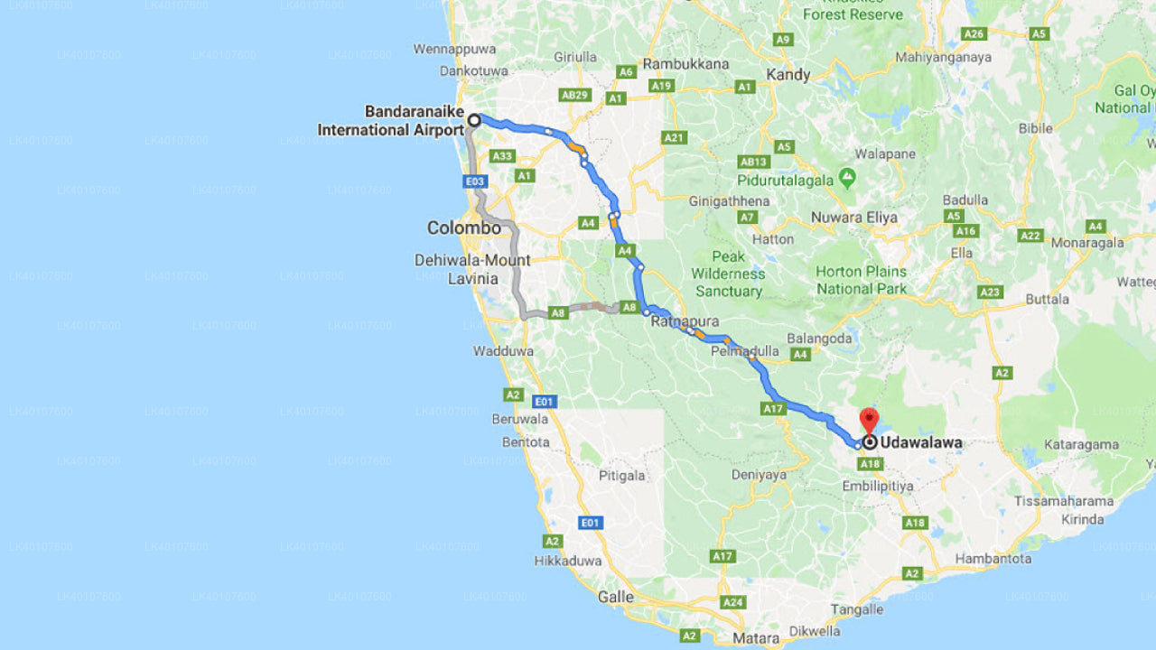 Частный трансфер из аэропорта Коломбо (CMB) в город Удавалаве