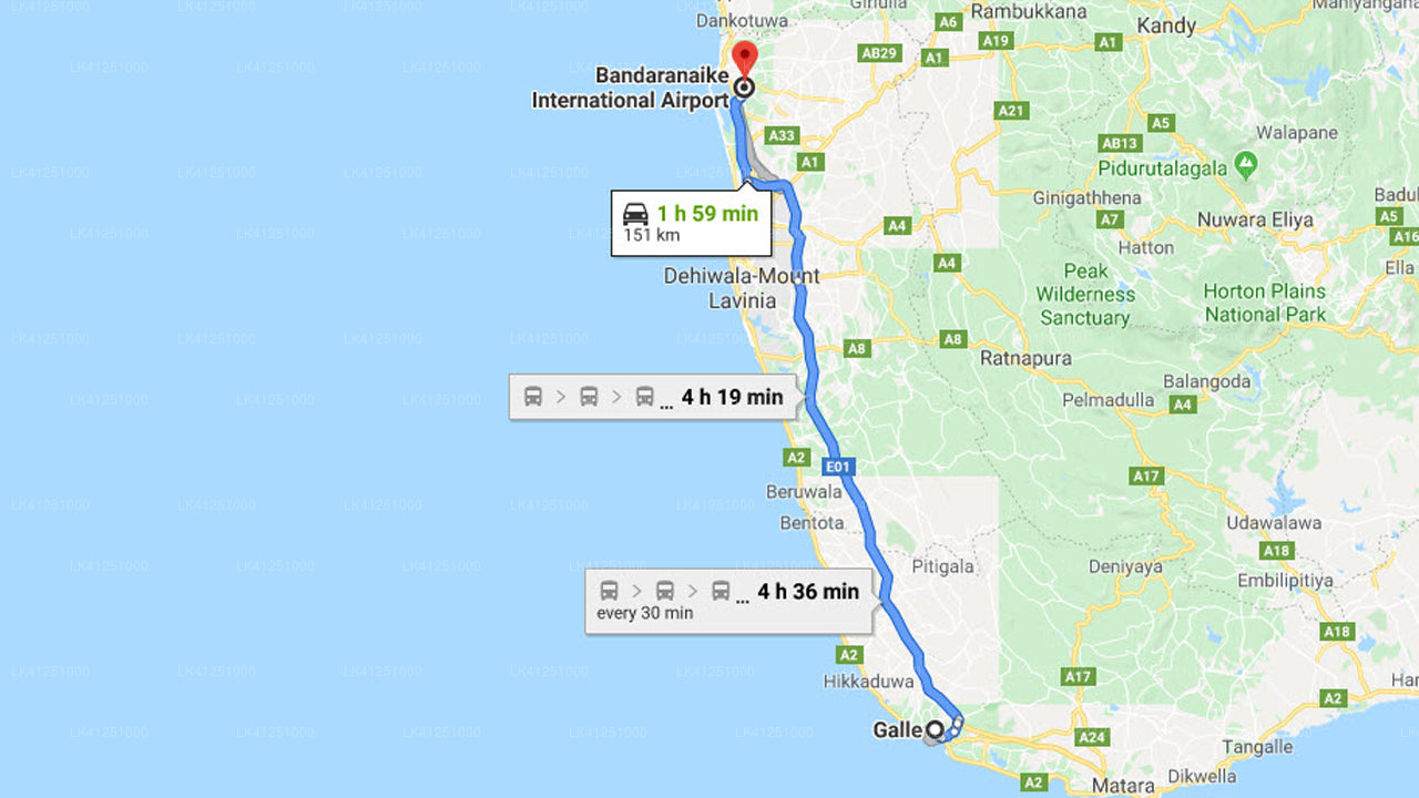 Частный трансфер из Галле в аэропорт Коломбо (CMB)