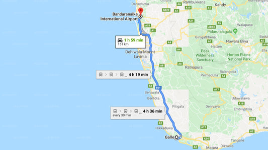 Частный трансфер из Галле в аэропорт Коломбо (CMB)