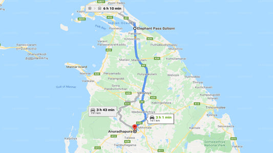 Частный трансфер из города Elephant Pass в город Анурадхапура