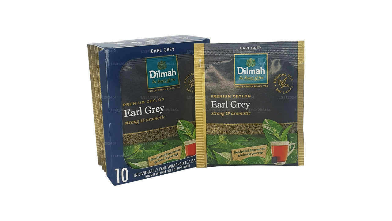 Чай Dilmah Earl Grey (20 г) 10 чайных пакетиков в индивидуальной упаковке в фольге